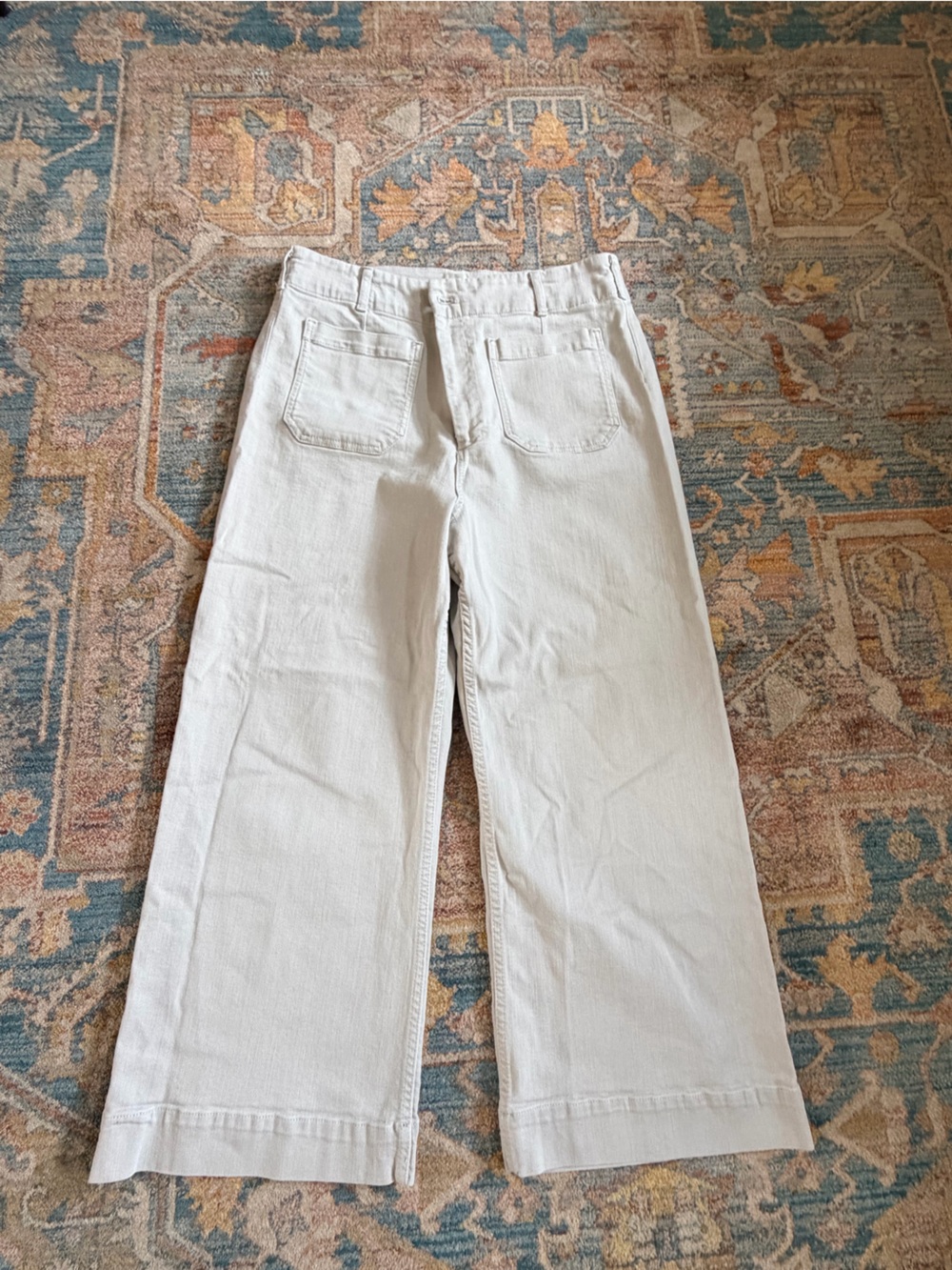 Anthropologie Wide-Leg Cropped Pants in Off-White